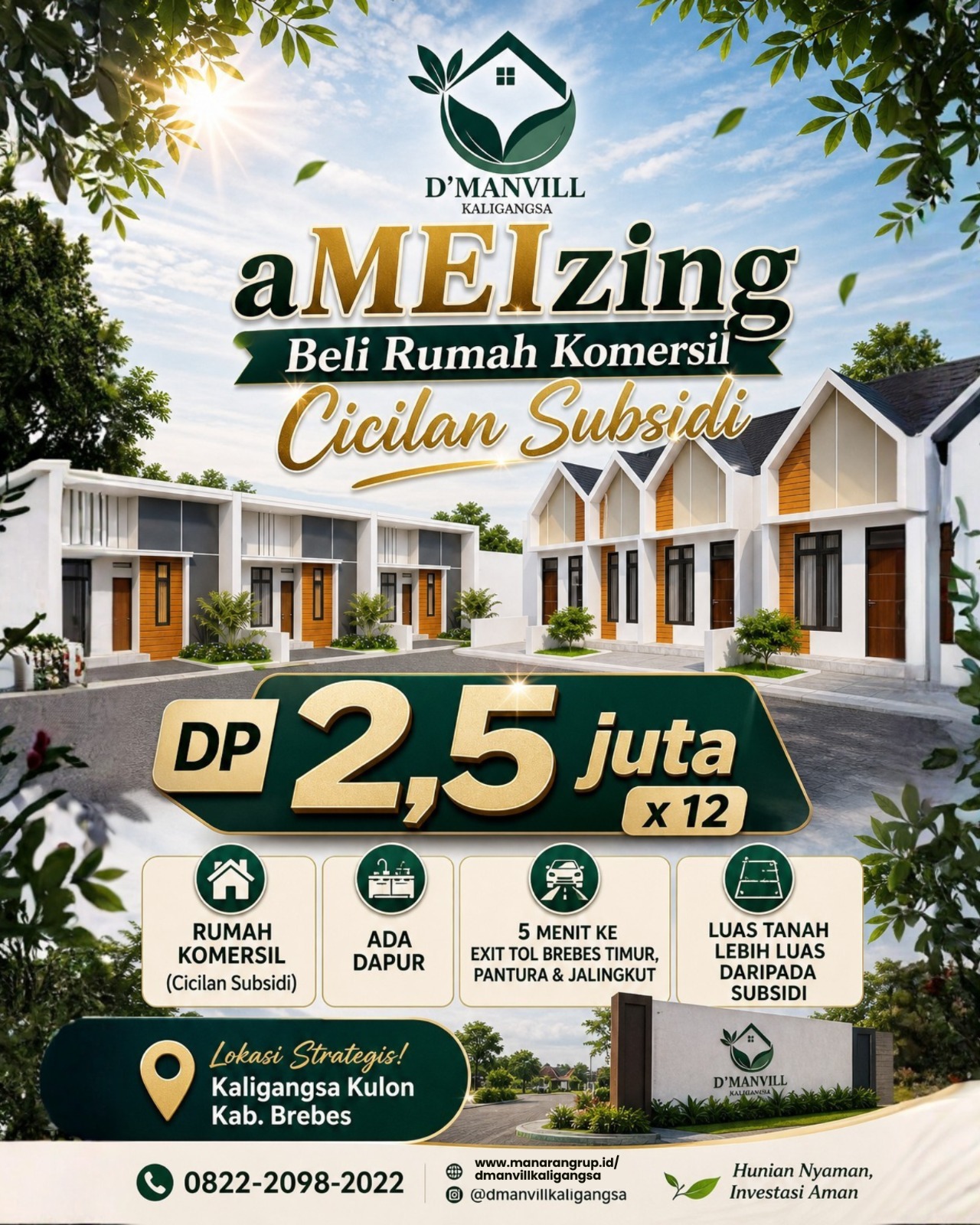 Rumah Komersil Tegal Brebes DP 2,5 Juta, Cicilan Ringan Seperti Subsidi